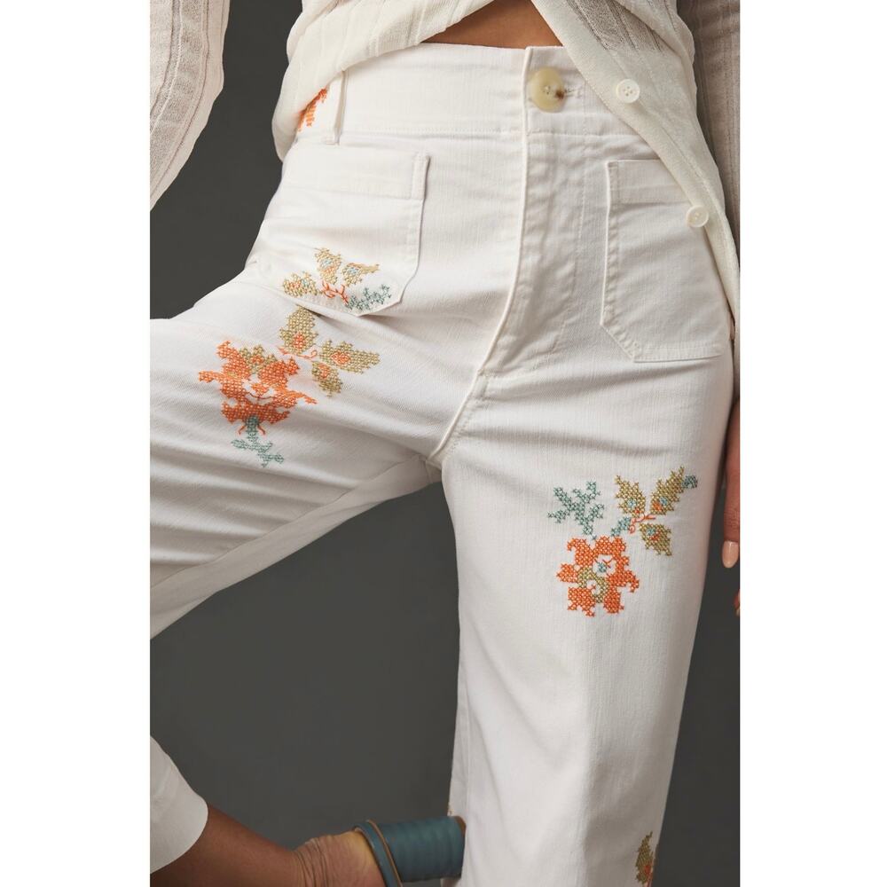 Anthropologie Maeve Colette High-Rise Wide-Leg Cropped Jeans Size 30 - Picture 4 of 9